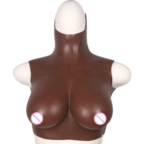 Plus Size Bras C D E Cup Silicone Fake Breast Forms Black People Skin Crossdresser Soft Boobs Transgender Queen Transvestite