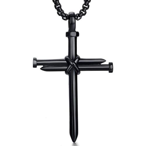 Black Gold Silver Color Chain Creative Necklace Jewelry Gifts 2021 New Fashion Cross Necklace Men Male Punk Nail Styling Pendant
