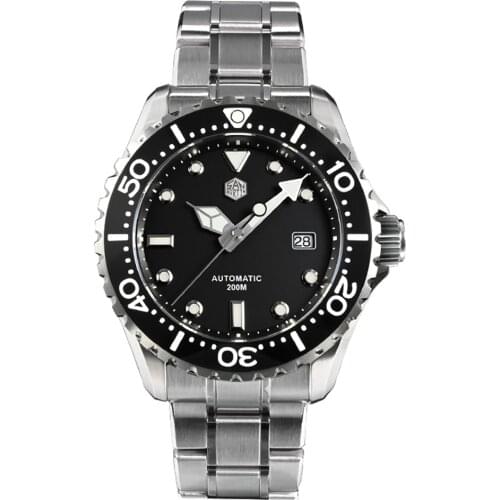 San Martin Men Diver Watch Mens Automatic Watches Water Ghost Mechanical Wristwatch Sapphire 200M Waterproof Ceramic Bezel