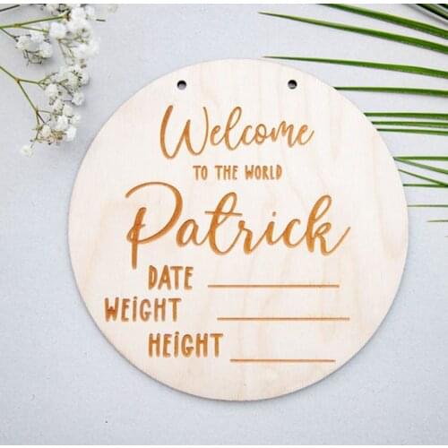 Personalized 4inch Announcement Sign Birth Name Date Weight and Height Wooden Newborn Photo Props New Baby Gift