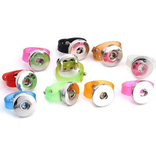 Hot Sale 016 Adjustable Silicone Press Snap Buttons Spring Button Crystal Rings For Women Fit 18mm Buttons Ring Snaps Jewelry
