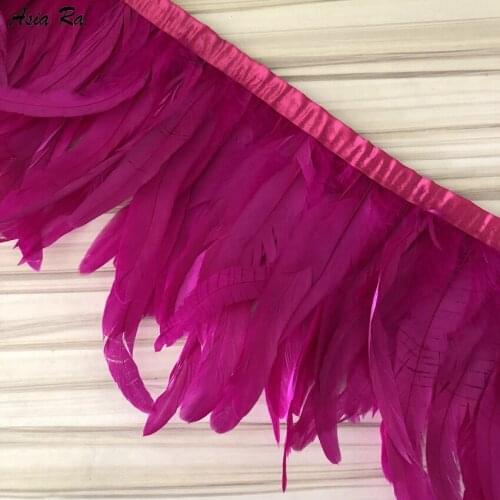 Hot Pink Rooster Feather Trims Lace Stiff for skirt/dress/ribbon 10Meters Width 15-20cm For Craft/DIY Wedding Party Decoration