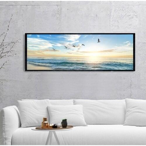 Sunsets Natural Sea Beach Landscape Posters and Prints Canvas Painting Panorama Scandinavian Wall Art Picture for Living Room