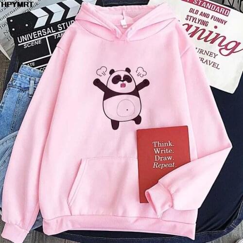 Korean Streetwear Sweatshirt Men Women Casual Pullover Hip Hop Long Sleeve Cute Panda Printing Hoodies Sportswear Tops Female