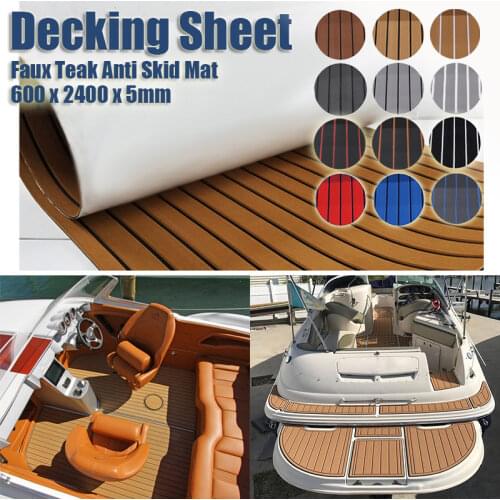 600x2400x5mm EVA Foam Faux Teak Boat Deck Mat Brown Decking Sheet Yacht Flooring Anti Skid Mat Self Adhesive Vehicle Pad