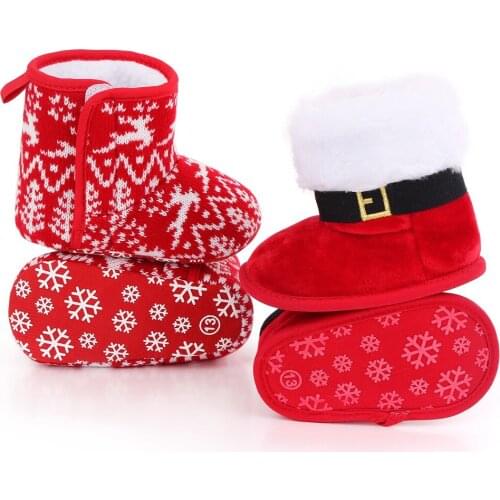 Christmas Infants Shoes Baby Girl Boy Snowflake Boots Casual Sneakers Autumn Winter Non-slip Soft Soled Walking Shoes