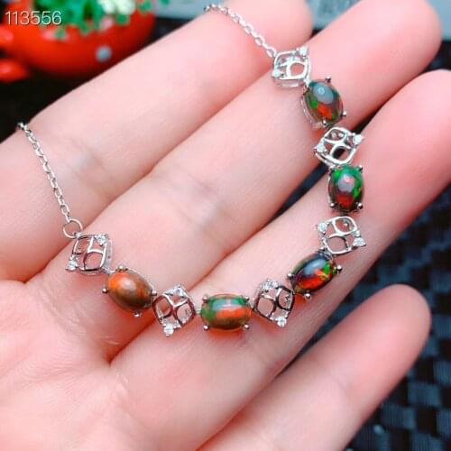 Best Gift Natural and Real Opal bracelet Solid S925 Sterling Silver For Women Colour Gem Stone Rings Fine Jewelry