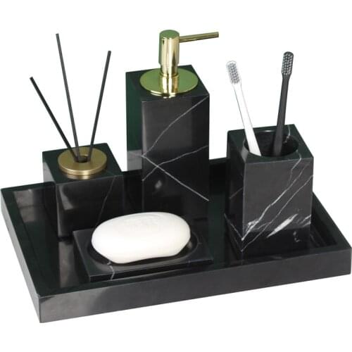 Marble Bathroom Accessories Set Soap Dispenser/Dish Toothbrush Holder & Gargle Cups Tray Tissue/ Toothpick Boxes Wedding Gifts