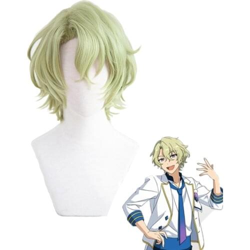 Hiyori Tomoe Cosplay Wig Anime Ensemble Stars Men Short 33cm Light Green Curl Heat Resistant Synthetic Hair Wigs