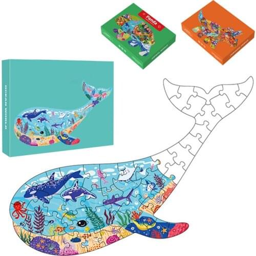 Educational Animal Puzzle Kids Whale-Shaped Cardboard Toy Animal Shaped Cardboard Jigsaw Puzzle 3D Toys Educational Toys Gift
