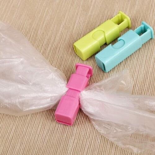 Hot 10Pcs Squeeze Bread Bag Clips Bag Cinches Bagel Bag Clips Slip Grip Easy Squeeze Lock Assorted Color