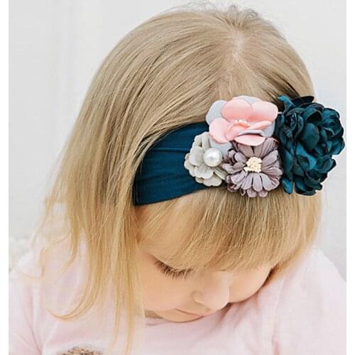 2020 New Super Soft Nylon Headdress Silk Flower Baby Hair Accessories Cute Beautiful Princess Hairband baby girl headbands
