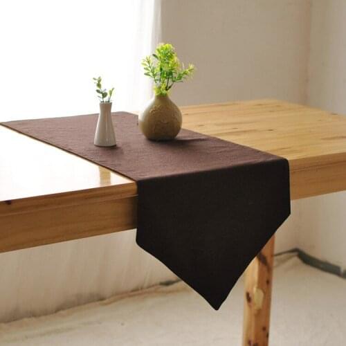 Simple Solid Brwon Linen Rustic Home Decor table runner 4 Size for choose