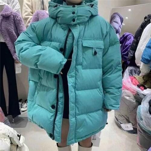 Winter 90% White Duck Down Jacket Women Snow Clothes Loose Medium long Female Down Parka Oversize