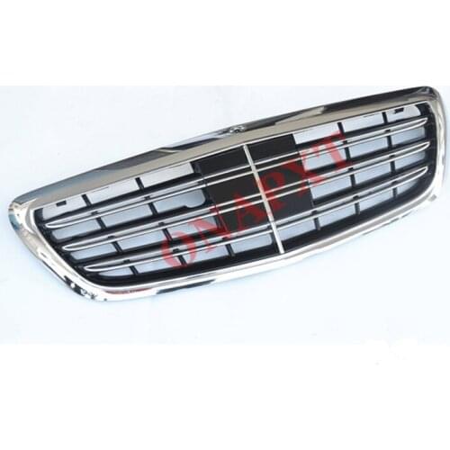 For Mercedes-Benz S-Class W222 AMG S65 S300 S400 S500L Car styling Middle grille ABS front bumper Center Grill Not For Distronic