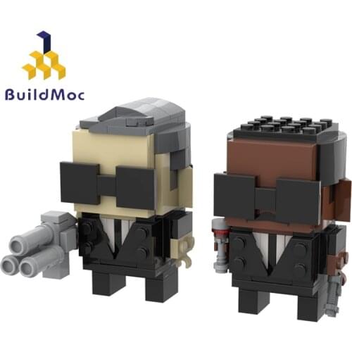 Buildmoc Science Fiction Comedy Movie Men in Black Special Police Figures Agent K and J Brickheadz Building Blocks Toys Kid Gift