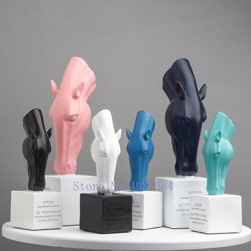 NORDIC CREATIVE HORSE HEAD ANIMAL HEAD RESIN VASE FLOWER ARRANGEMENT SCULPTURE DECORATIVE ORNAMENTS MODERN HOME DECORATION