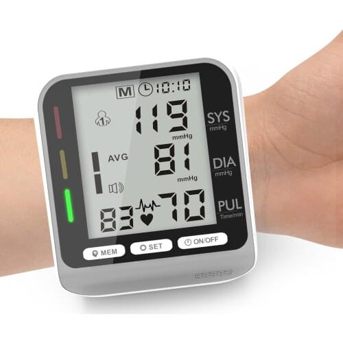 New Wrist Blood Pressure Monitor LCD Color Screen Sphygmomanometer Tonometer BP Monitor Heart Beat Rate Pulse Meter With Box