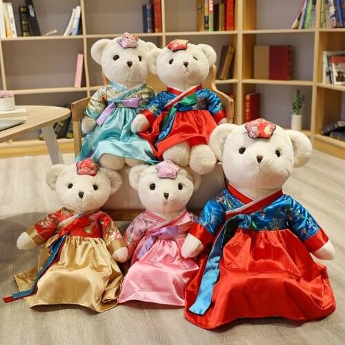 Korean Traditional Clothing Bear Doll Dressed Bears Ragdoll Plush Toy Ragdoll Kids childrens room decoration Baby Stuffed Toy
