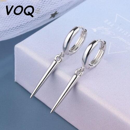 VOQ925 sterling silver punk style hanging rivet cone pendant earrings, fashionable womens party accessories jewelry