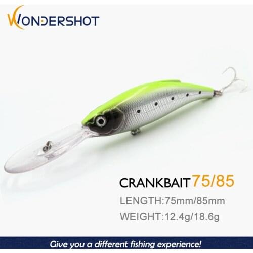 Wondershot C02 75/85cm 12.4/18.6g Hot model fishing lures wobblers crank deep minnow Fishing Tackle Bait Bass dive 3m quality