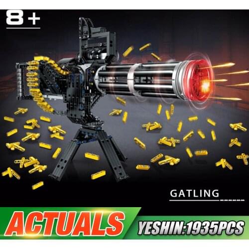 Yeshin PG15004 Motorized Block Gun Toys The MOC Gatling Machine Gun Model High-Tech Building Blocks Bricks Kids Christmas Gifts