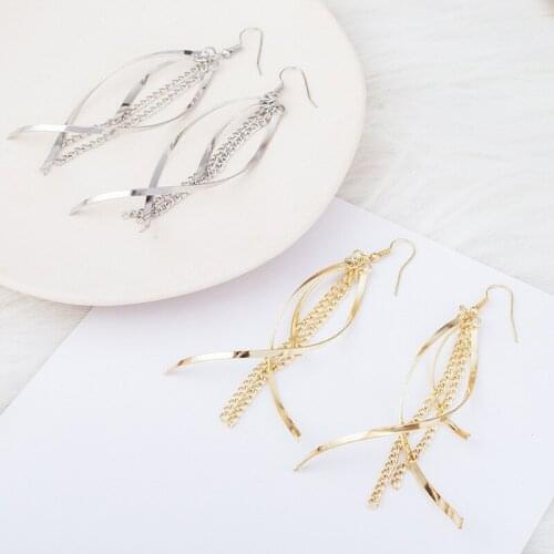 1 Pair Fashion Jewelry Hollow Diamond Spiral Temperament Geometry Gold Earrings Women Tassel Drop Earrings 2021 Gifts Findings