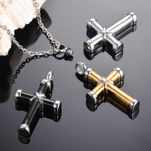 Stainless Steel Cross Jewelry For Ashes Urn Necklace Keepsake Memorial Pendant Cremation Jewelry Not Fade
