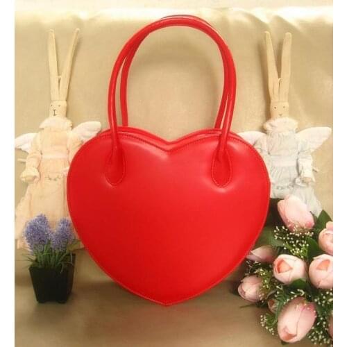 Girls Womens Lolita Sweet Heart Shaped Handbag Makeup Should Messenger Satchel Purse Bags Black Pink Red Cosplay 5Colors New