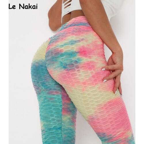 New arrival Mid waist gym leggings for women printed yoga legging tie dye yoga pants scrunch butt booty legging sport leggings
