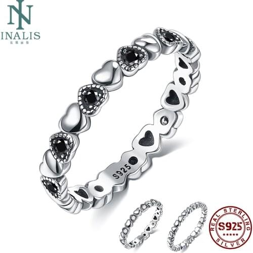 925 Sterling Silver Rings For Women Love Heart Zircon Ring Female Fine Jewelry Lover Gift Simple Classic Heart Rings Accessory