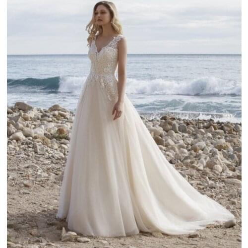 New Sleeveless Wedding Dresses Long A Line Plus Size Vestidos de Novia Bridal Gowns Custom Design 2021 Floor Length New Backless