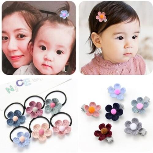 1PC Sweet Wool Knitting Flower Childrens series Ponytail Elastic Hair Bands lovely Girls Hair Grips Hair Accessories HeadWear