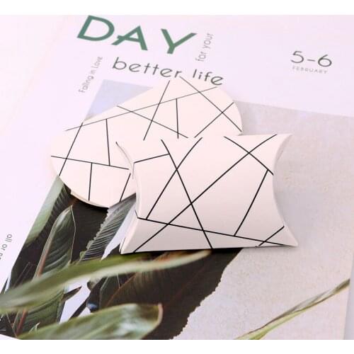 10pcs/lot Simple Black Line Designed White Paper Jewelry Box 6.5x9x2.5cm For Happiness Weddings Candy Fashion Earrings Necklace