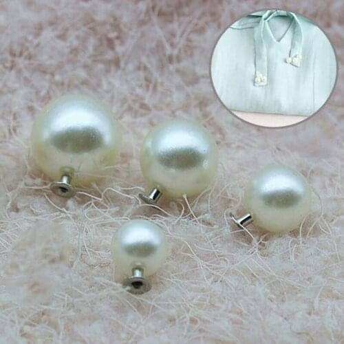 100 Pcs 6-18mm White Pearl Rivets Head Acryl Rivet Leather Crafts DIY Button Pants Hat Bag Shoes Crafts Decor Accessory