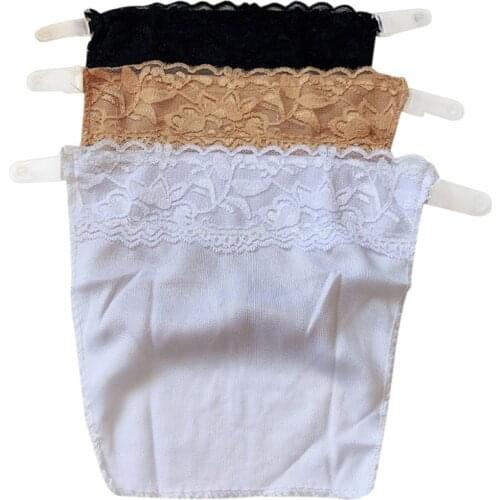 3 Pcs Cleavage Safe Snap-On Mock Camisole Lace Breathable Stretchy for Women elegant lace trim design comfortable