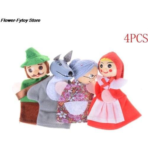 4PCS/Set Storytelling Doll Fairy Tale Little Red Riding Hood Finger Puppets Kids Children Baby Educational Toys 2021