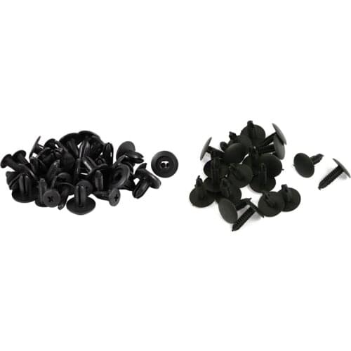 40 Pcs Car Bumper Fender Black Plastic Rivets Fasteners 6Mm Hole & 4.8Mm Hole