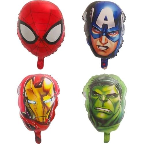 50Pcs 18inch Spiderman Captain America Hulk Iron Man Head Foil Balloons The Avengers Balloons Birthday Party Decor Hero Toys