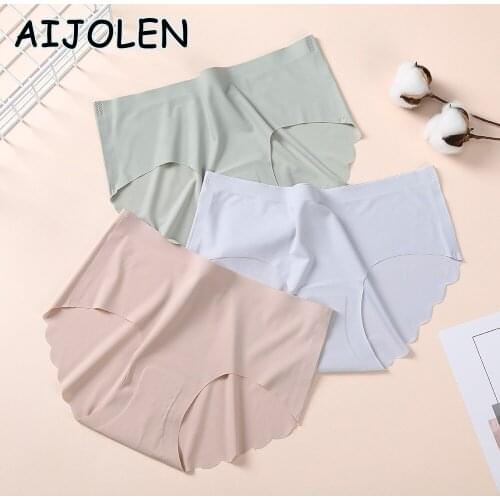 AIJOLEN Summer New Style Ice Silk Underwear Cool Close-fitting Underpants Solid Color Ladies Seamless Underwear Womens Briefs