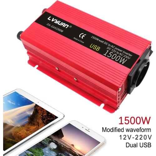 Inverter 12v 220v 1500W EU Car Inverter Convert Car Auto Car Power Adapter Appliances Solar inverter Conversor 12v a 220v