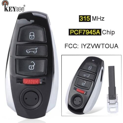 KEYECU 315MHz 7953 Chip IYZVWTOUA P/N: 7P6-959-754 4 Button Replacement Smart Remote Key Fob for Volkswagen Touareg 2011-2016