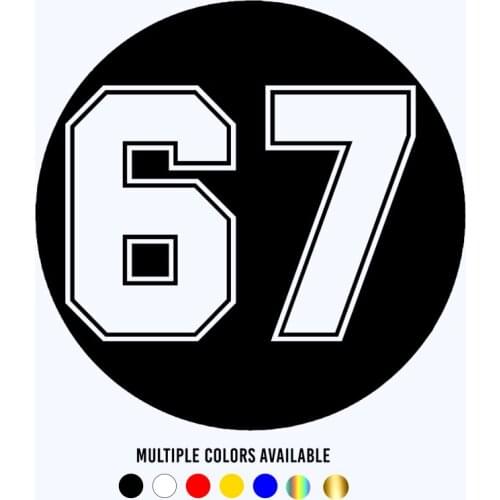CK20309# Die-cut Vinyl Decal Figure Number 67 Car Sticker Waterproof Auto Decors on Car Body Bumper Rear Window