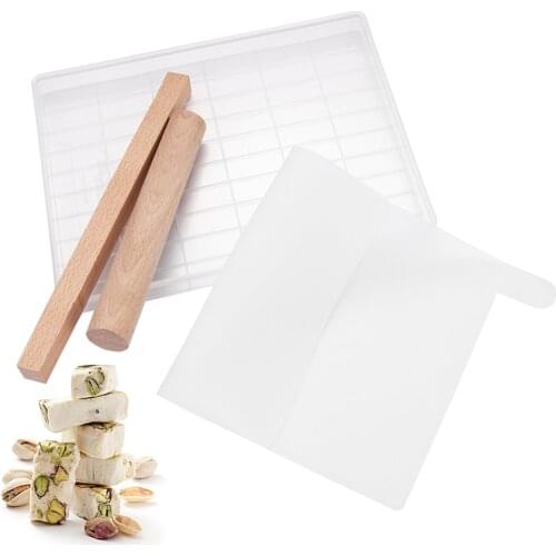 DIY Handmade Nougat Tray Cutting Mat Wood Roll Pin Candy Mould Baking Sugar Pastry Tools Home Kitchen Baking Kits Supplies