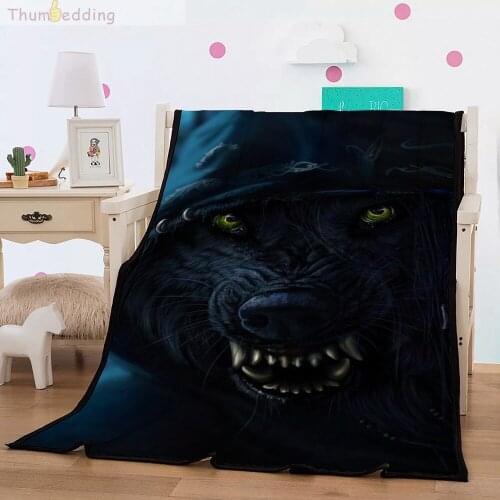 Thumbedding Ugly Designed Animal 3D Flannel Blanket Lion Golden Teeth Throw Blanket Comfortable Material Soft Touching Bedspread
