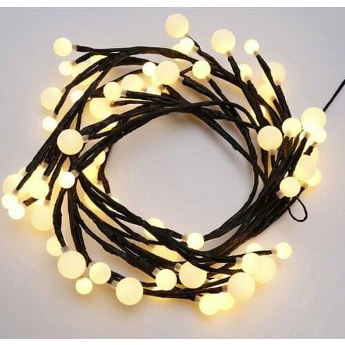 Flexible Rattan LED Fairy String Lights 72 Bulbs Waterproof Copper Wire Globe Plug-in Decorative Home Garden Holiday Starry Lamp