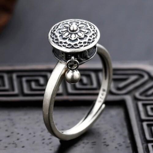 Vintage Six-character Mantra Ring Punk Feng Shui Amulet Lucky Opening Adjustable Rings Mens Womens Fashion Buddhist Jewelry