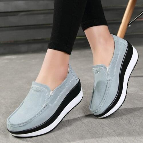 Creepers Platform Shoes Women Flats Women Loafers Spring Autumn Casual Suede Leather Shoes Ladies Moccasins Slip On Plus Size k9