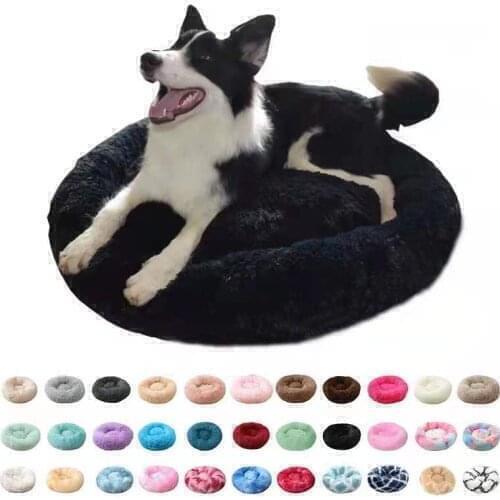 Long Plus Dog Cat Bed Cushion Large Dogs Bed Pet Round Cushion Bed Pet Kennel Soft Fluffy Comfortable for Kitty Puppy Houses