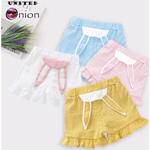Baby Girls Summer Short Pants children Clothes Cute Cartoon Bunny lace Ruffle Pants kids Toddler Casual clothing Single Pants